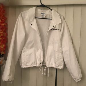 Champion Crop White Coaches Jacket